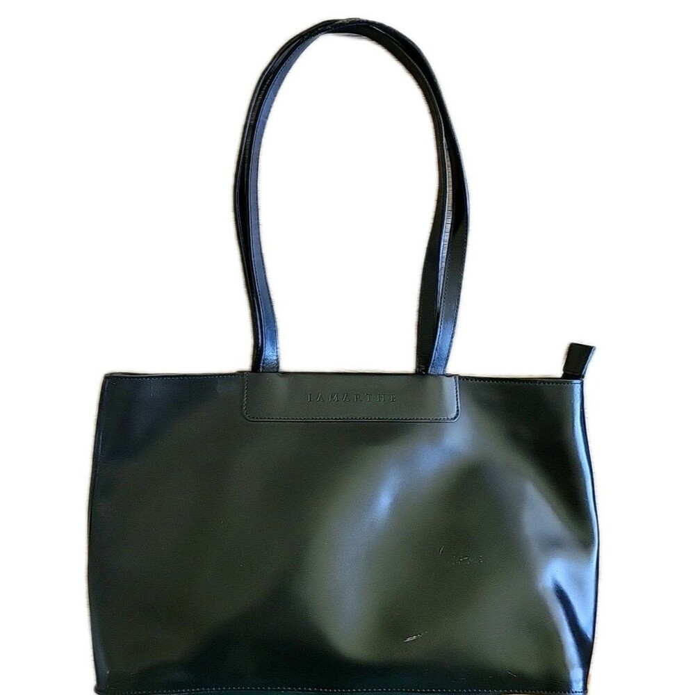 Lamarthe Designer Black Leather Shoulder Handbag Made RUMANIA Y2K Classic FLAW